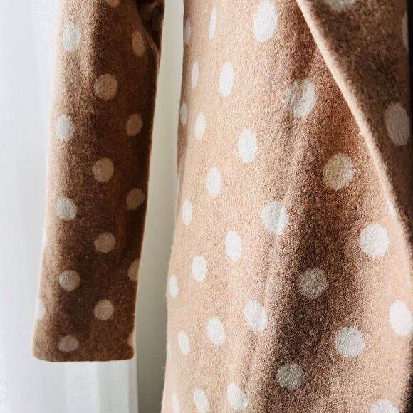 Anthropologie Field & Flower 100% Wool Polka Dot Brown & White Soft Sweater -Med - Picture 3 of 11